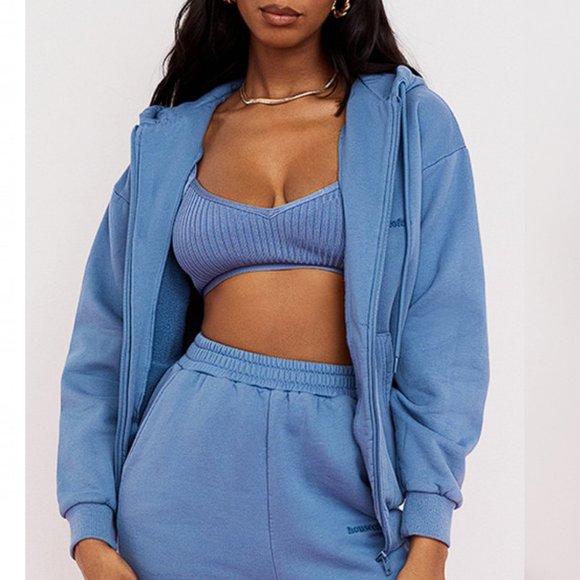 HOUSE OF CB 'Storm' Azure Zip Through Hoodie NWOT - Picture 3 of 5